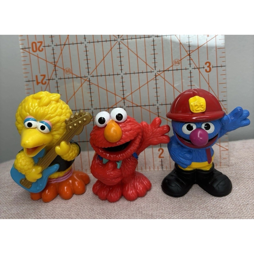 Set Of 3 Sesame Street PVC Figures Big Bird Elmo Grover Cake Topper 2010‎ Guitar